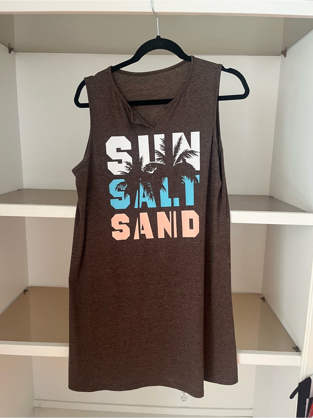 Brown Graphic Tank dress "Sun Salty Sand"